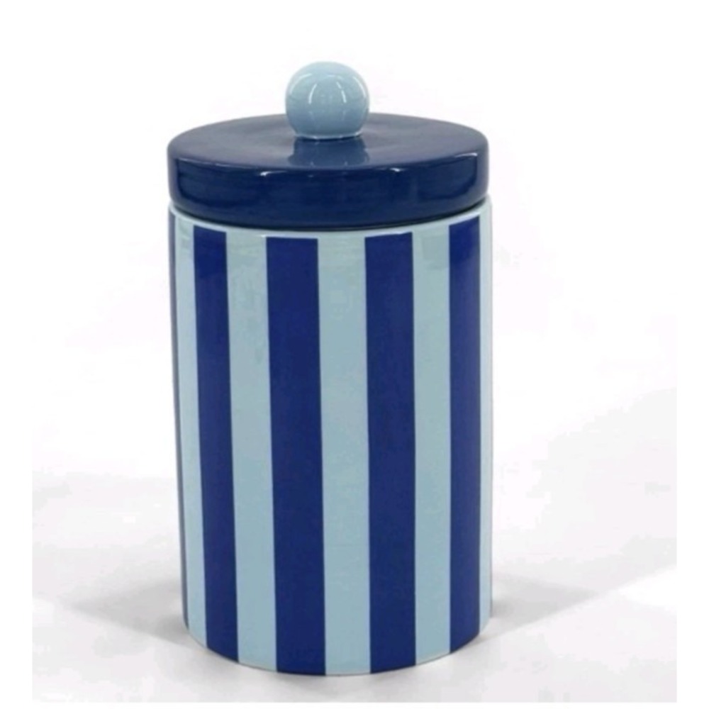 Ceramic Jar Blue striped - Bullseye's Playground™